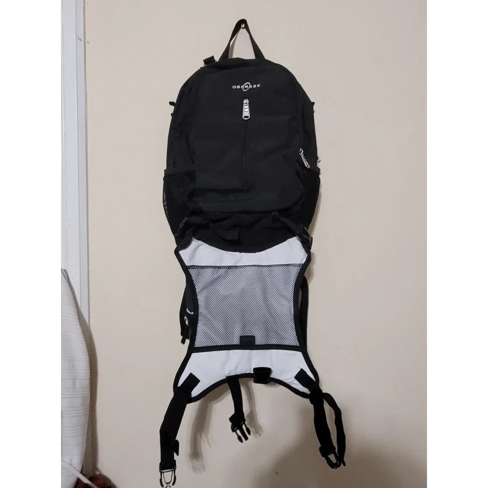 Obersee Oslo Diaper Bag Backpack with Detachable Cooler Black/White Changing Pad